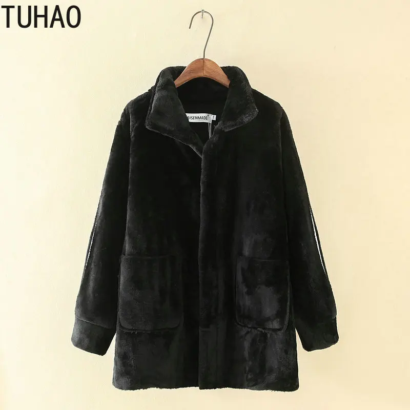 TUHAO OFFICE LADY Elegant White Black Faux Fur Coats Large Size 5XL 4XL 3XL Women's Autumn Winter Lamb Wool Coat LZ72