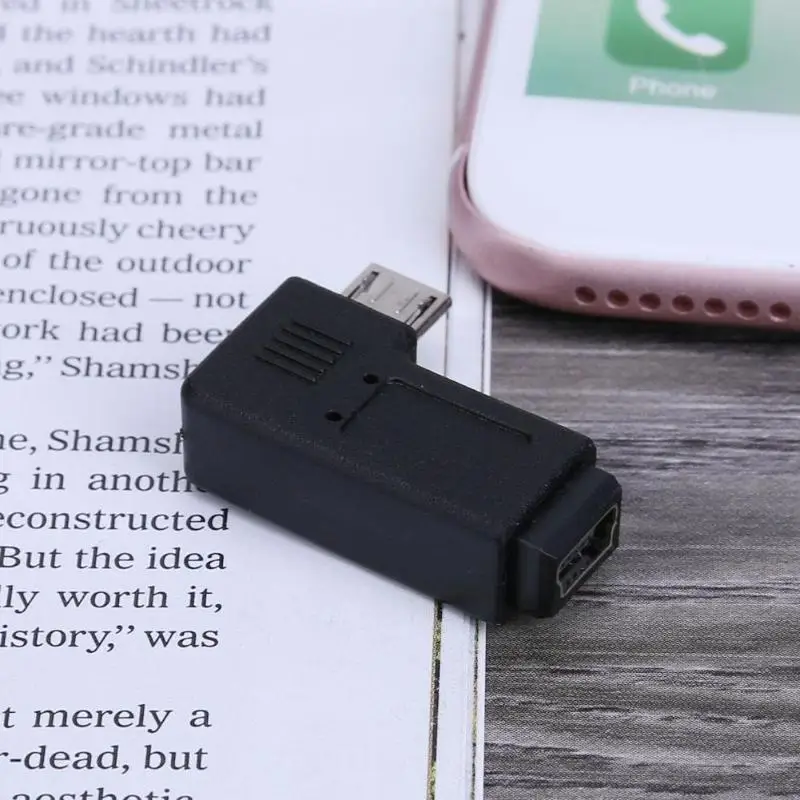 Переходник с разъемом Micro USB 90 градусов на левый и правый прямой разъем L образной