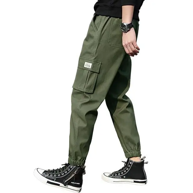 ArmyGreen Хип-хоп pantalones de hombre primavera verano estilo militar de los hombres de pantalones de camuflaje pantalones de color caqui - Цвет: ArmyGreen