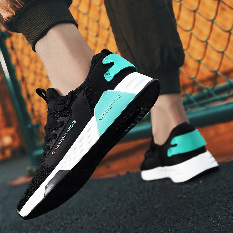 Men Mesh Sneakers Breathable Casual Vulcanize Sports Shoes Male Lace Up No-slip Wear Running Shoes Zapatillas Hombre Deportiva