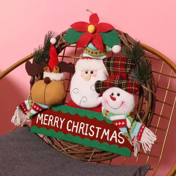 

Christmas Dolls Wreath Rattan Wreath Pendant Handmade Creative Three Doll Decor Xmas Tree Decor Door Window Desktop Ornaments
