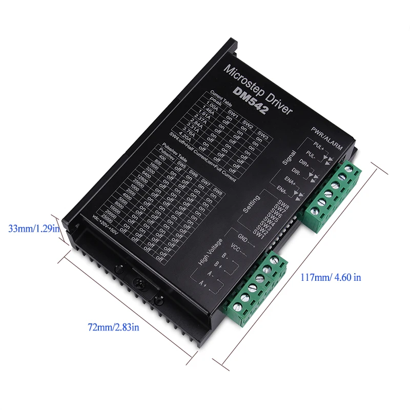Шаговый двигатель с ЧПУ, 1,0-4.2A 20-50VDC 1/128 микро-шаг разрешения для Nema 17 и 23 шаговый двигатель(DM542