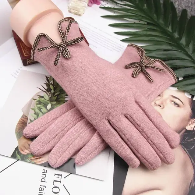 New Ladies Winter Warm Gloves, Cashmere Wool Gloves, Five-Finger Split-Finger Touch Screen Gloves A272-1