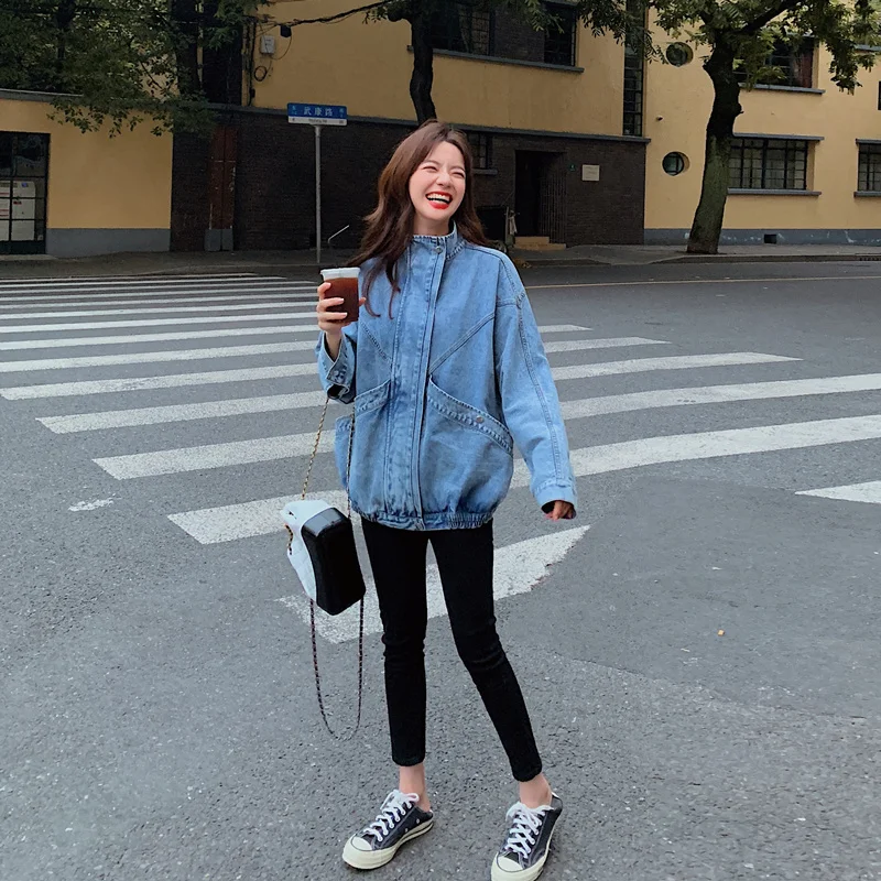 

Loose Stitching Jean Jacket Ladies Fashion Leisure BF 2019 Autumn And Winter Popular Female Denim Jacket