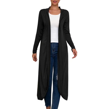 

Womenu2018s Autumn And Winter Solid Color Long Cardigan Slim Commuter Wild Casual Long-sleeved Sweater Coat M-XL Lady Outwear