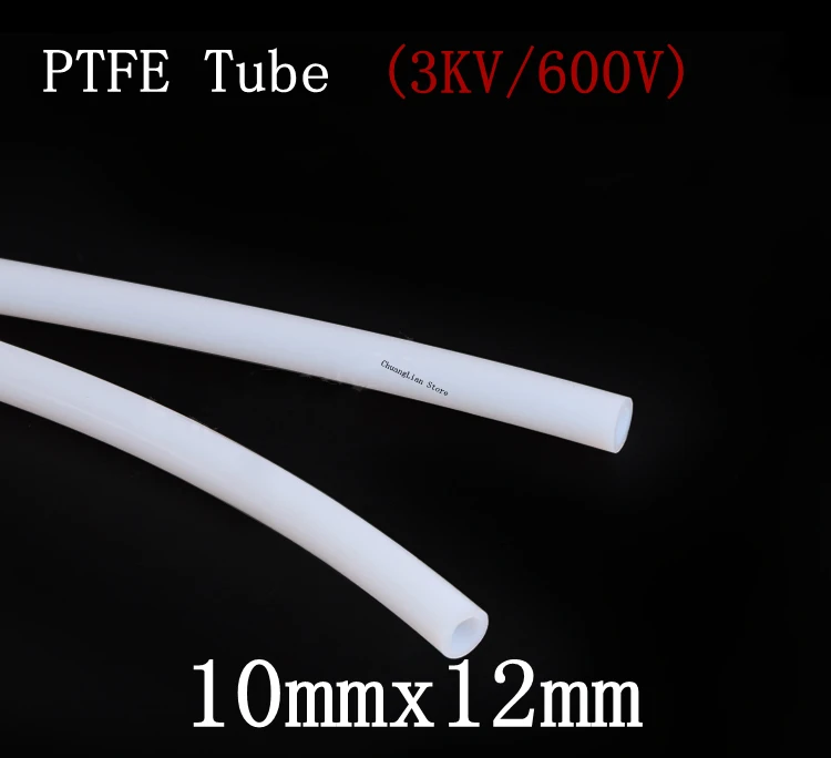 

PTFE Tube ID 10mm x 12mm OD F46 Insulated Capillary Heat Protect Transmit Hose Rigid Pipe Temperature Corrosion Resistance 600V
