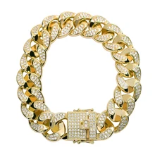 Новинка, хит, стразы, браслет для мужчин, имитация скалы, кубинский браслет, 8 дюймов, мозаичный циркон, золото, серебро, Купер, мужская мода