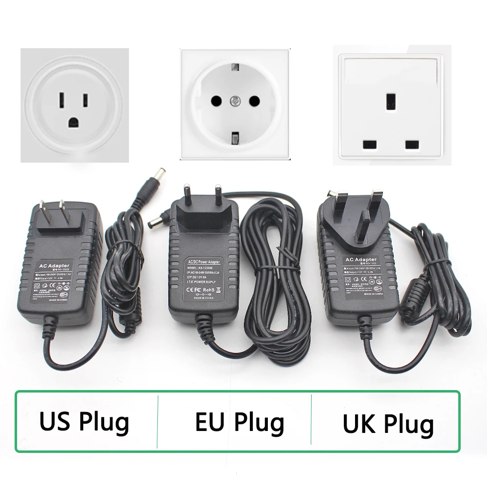 Trasformatore Adattatore Di Alimentazione Da 220V Ca A 12V Cc 3A 5.5*2.1*12Mm Us Uk Eu Plug Converter Per Pandora Box Arcade Console Di Gioco