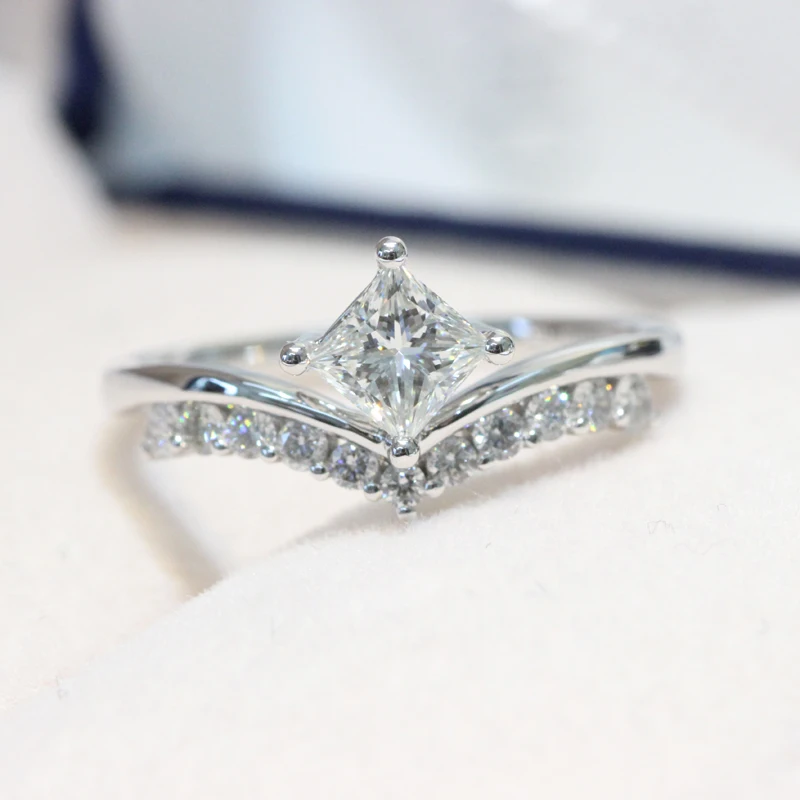 Бриллиантами плотное кольцо из белого золота 18 карат 0.3ct натуральный Diamonds18K желтого золота 0.1ct Обручение обручальное кольцо для Для женщин