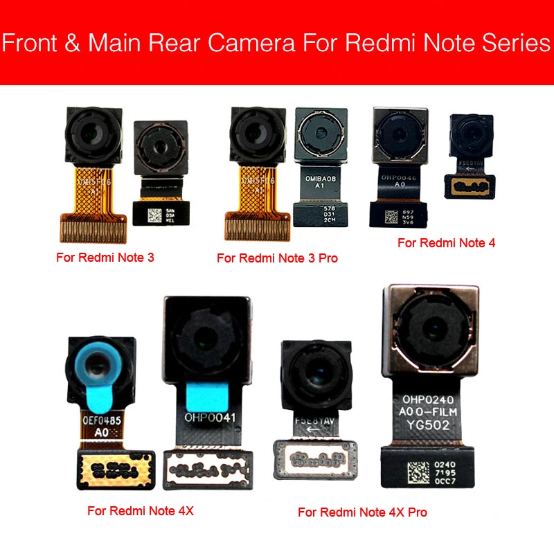 

Back And Rear Camera Module For Xiaomi Redmi Hongmi Red Rice Note 3 4 4X Pro Small Big Main Camera Flex Cable Replacement