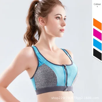 

Hot sales Women Zipper Push Up Sports Bras Vest Underwear Shockproof Breathable Gym Fitness Athletic Running Sport Tops