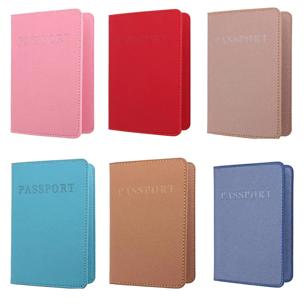 

Solid Color Faux Leather Travel Passport Holder Cover ID Card Ticket Pouch Bag