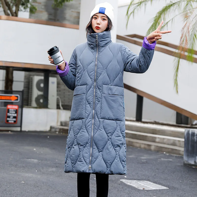 

Cotton-padded Clothes Women's Mid-length Korean-style Loose-Fit over-the-Knee down Jacket Cotton-padded Clothes 2019 New Style F