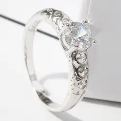 Ретро одиночный полый дизайн в форме сердца мода алмаз циркония леди обручальное свадебное кольцо фестиваль вечерние Ювелирные изделия