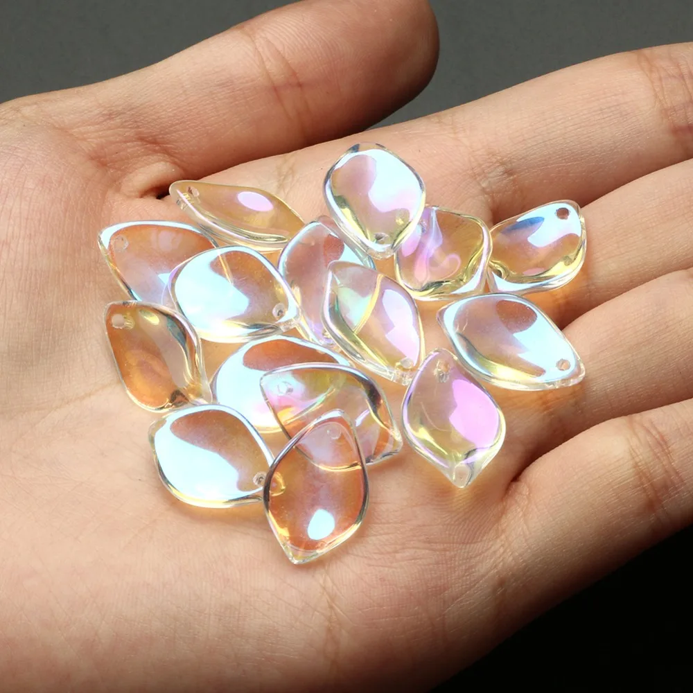 20 Stück Lilienblütenperlen, AB-Farbe, Glasperlen für Schmuckherstellung, handgefertigtes DIY-Zubehör, Glasurperlen, 12 x 19 mm – Detail 5