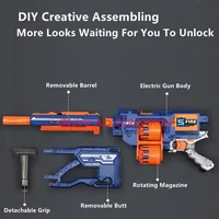 DIY Self-Assembly Electric Burst Soft Bullet Gun 94CM Rotating Magazine Parent-Child Interaction Long Distance Shooting Kids Toy 2
