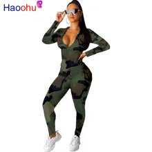 

Camouflage Printing Autumn Women Set Long Sleeve Zipper Tops And Pencil Pants Two Piece Sets Casual Tracksuits Sporty Outfits