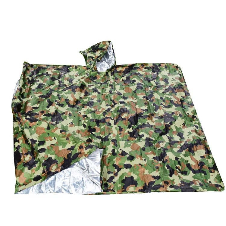 Emergency Raincoat Aluminum Film Disposable Poncho Cold Insulation Rainwear Blankets Survival Tool Camping Equipment