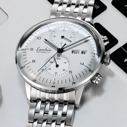 Reloj Mecánico De acero inoxidable para Hombre, pulsera automática De diseño luminoso, De negocios, a la moda