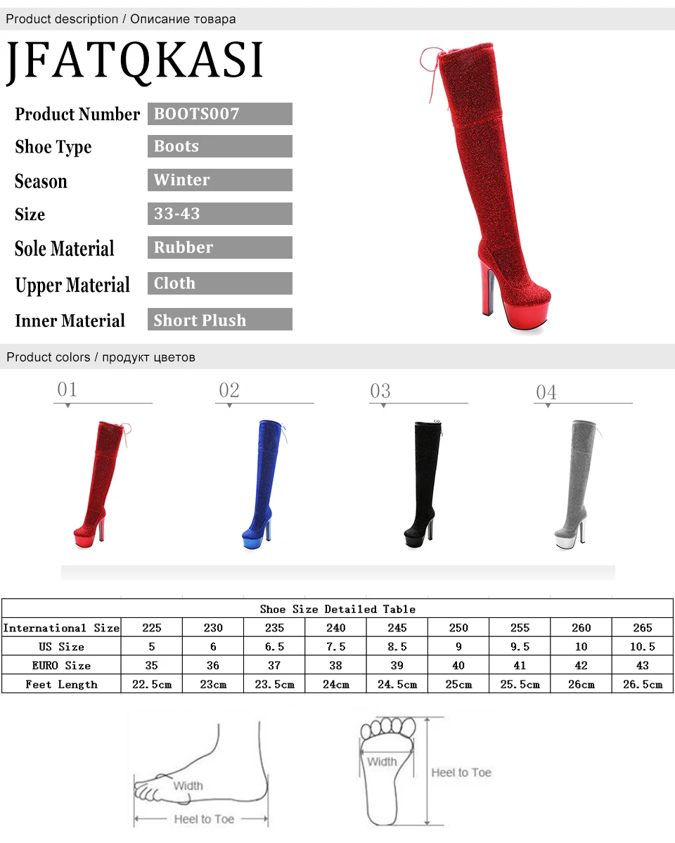 Women Boots Warm Snow Shoes High Heel Over The Knee Boots Thick Waterproof Platform Boots Woman Plush Slip On Fashion Plus Size