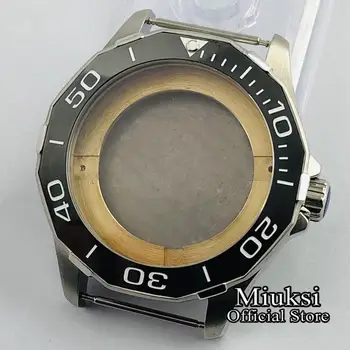 

Miuksi 45mm silver stainless steel watch case black ceramics bezel fit ETA 2836, Miyota 82series,Mingzhu 2813/3804 movement