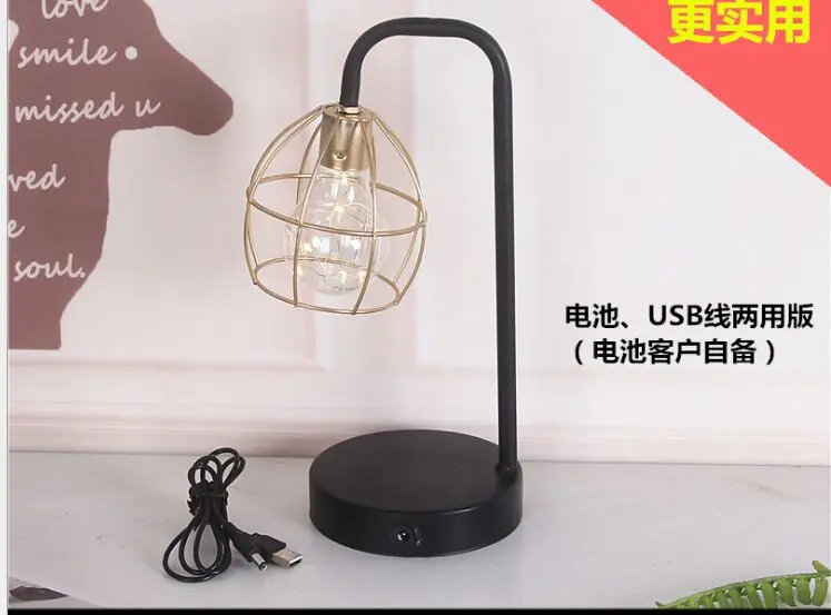 USB/батарея питание Северное Европейское стиль железная Геометрическая моделирующая лампа светодиодные ночники лампа винтажное украшение Настольная лампа