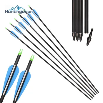 

6/12Pcs Mixed Carbon Arrows 31.5inch Diameter 7.8mm With Blue Drop-shaped Feathers For Recurve/Compound Bow Shooting Archery Bow