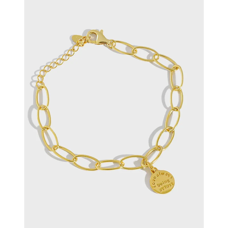 Flyleaf 18k золотые геометрические буквы круглые настоящие браслеты из стерлингового
