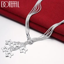 DOTEFFIL 925 Sterling Silver Five Snake Chain Star Pendant Necklace For Women Charm Wedding Engagement Fashion Jewelry DOTEFFIL 925 Sterling Silver Five Snake Chain Star Pendant Necklace For Women Charm Wedding Engagement Fashion Jewelry