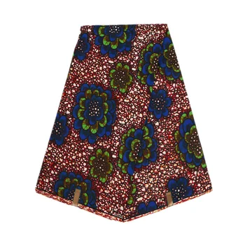 

New Fashion Design African Wax Blue & Green Flowers Printed Fabric African Real Veritable Wax Printed Fabric