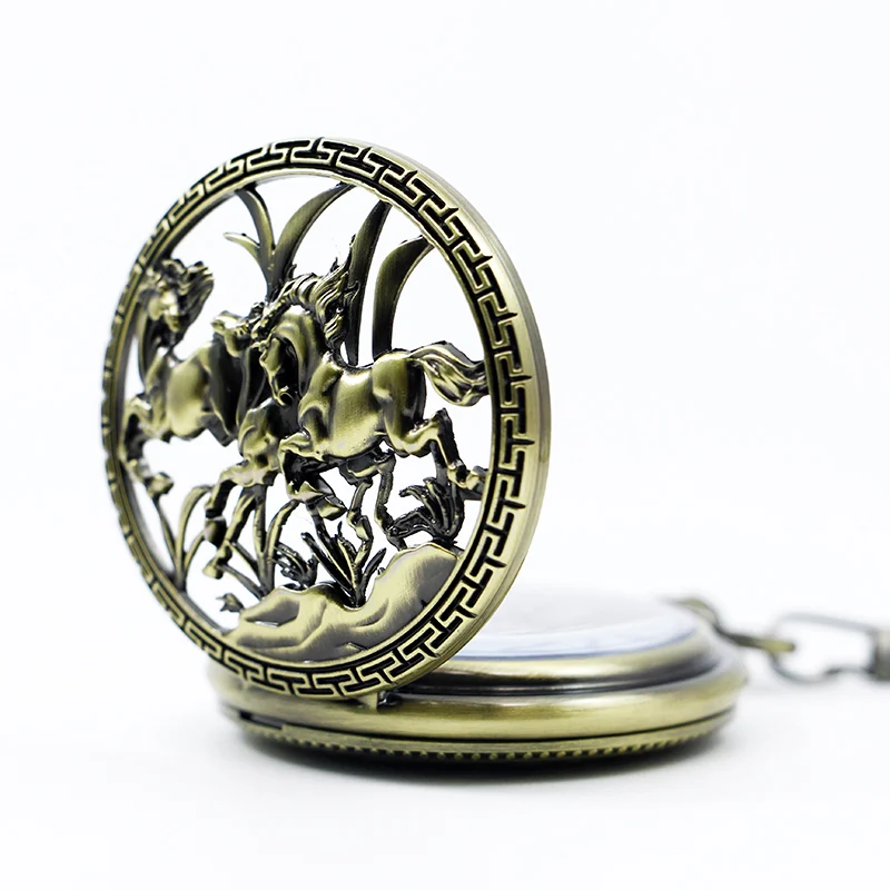 Vintage Mechanical Pocket Watch Men Roman Numerals Display Transparent Pendant Watch Gifts for Women Hand Winding Fob Clock