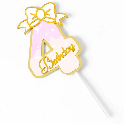 1pcs/Lot Frozen Elsa Anna Princess Cake Cupcake Toppers Cake Flag Girls Birthday Party Decoration Anniversaire Cake Supplies Pink-4