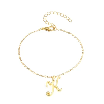 

Monogram Cursive Initial k Name Bracelet Swirl English Alphabet Letter Initials Text Character Chain Bracelets Gift for Friends