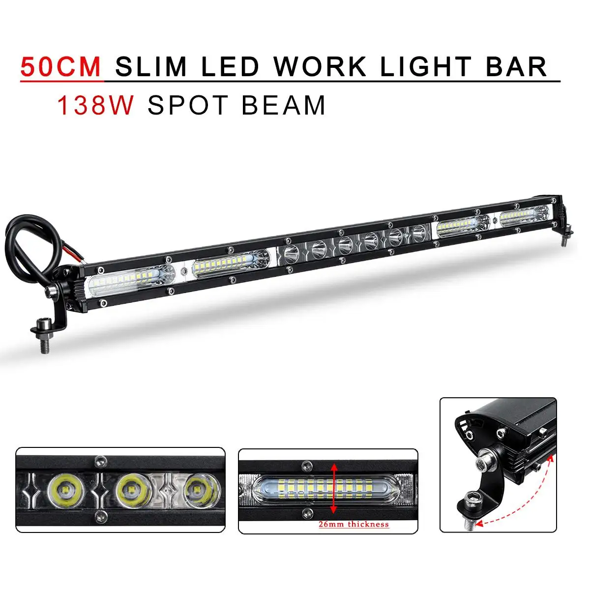 

50cm 10-30V LED Work Light Bar Spot Combo Pods Driving For Car Off-Road ATV