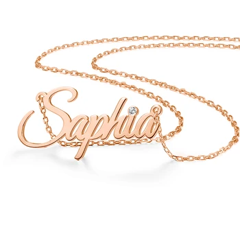

Customized Fashion Stainless Steel Name Necklace Personalized Letter Rose Gold Choker Necklace Pendant Nameplate Gift