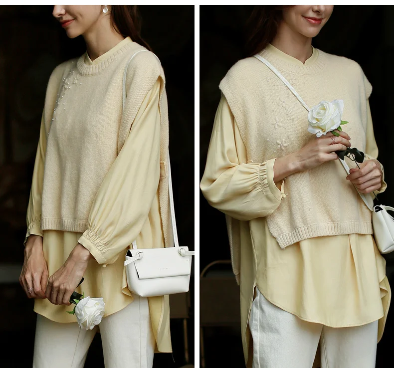 ROJAY Sweater Vest Woolen Waistcoat Women Loose Chinese Style Short Knitted Vest Alpaca Embroidery Stylish