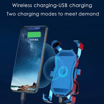 

Motorcycle Phone Holder 15W Wireless Smart Charger QC3.0 Wire Charing 2 in 1 Semiautomatic Stand 360 Degree Rotation Bracket
