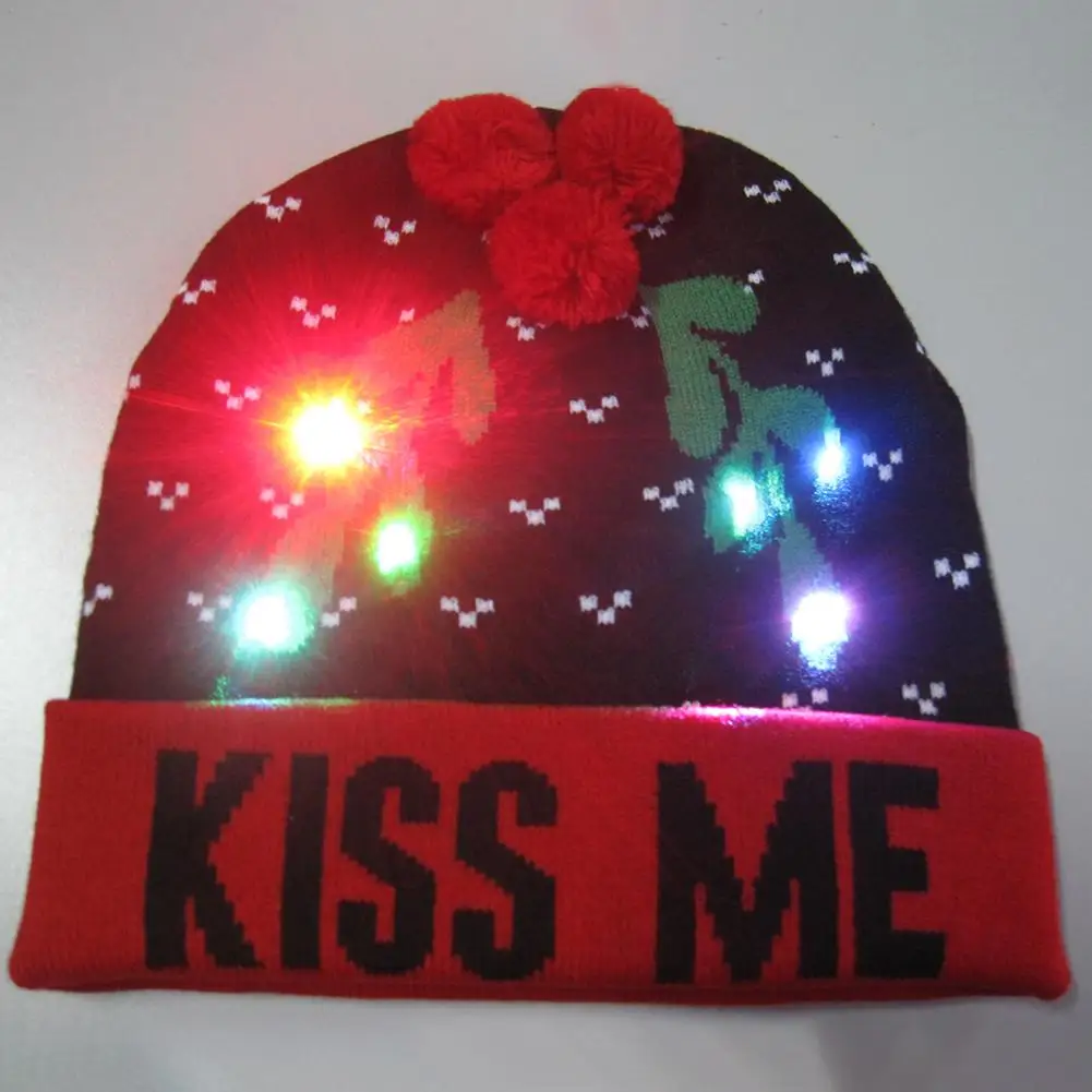 Рождественская шапка светящаяся вязаная шляпа теплая осень зима Рождественские подарки для вечеринок декоративная хорошая эластичность для взрослых детей среднего возраста