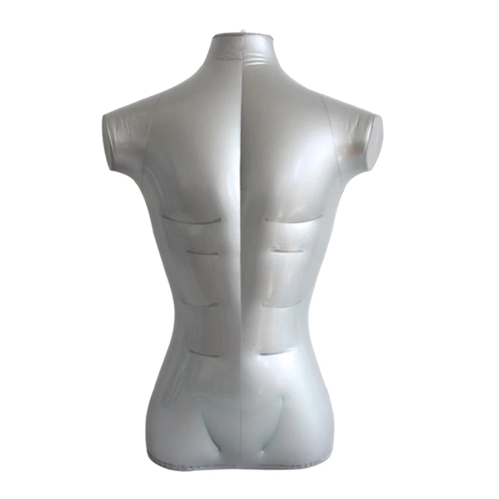 28.35'' Inflatable Male Mannequin Bust T-shirt Top Dummy Store Display Models Holder Silver