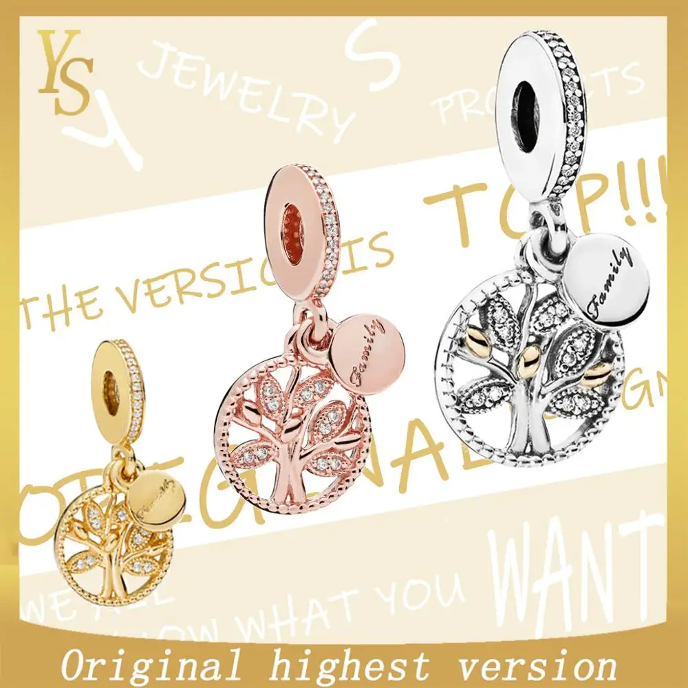YS Charm 100% Стерлинговое Серебро верхняя Версия Оригинал в форме дерева мира