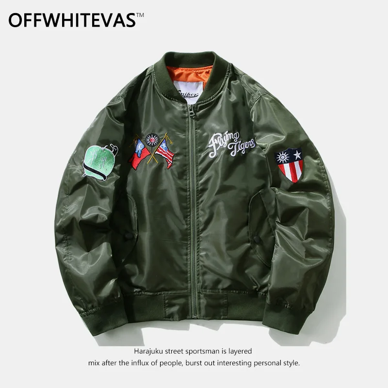 

Europe And America MA1 Pilots Embroidered Jacket Men Winter Embroidered Kid Epaulet Thin Trench Coat