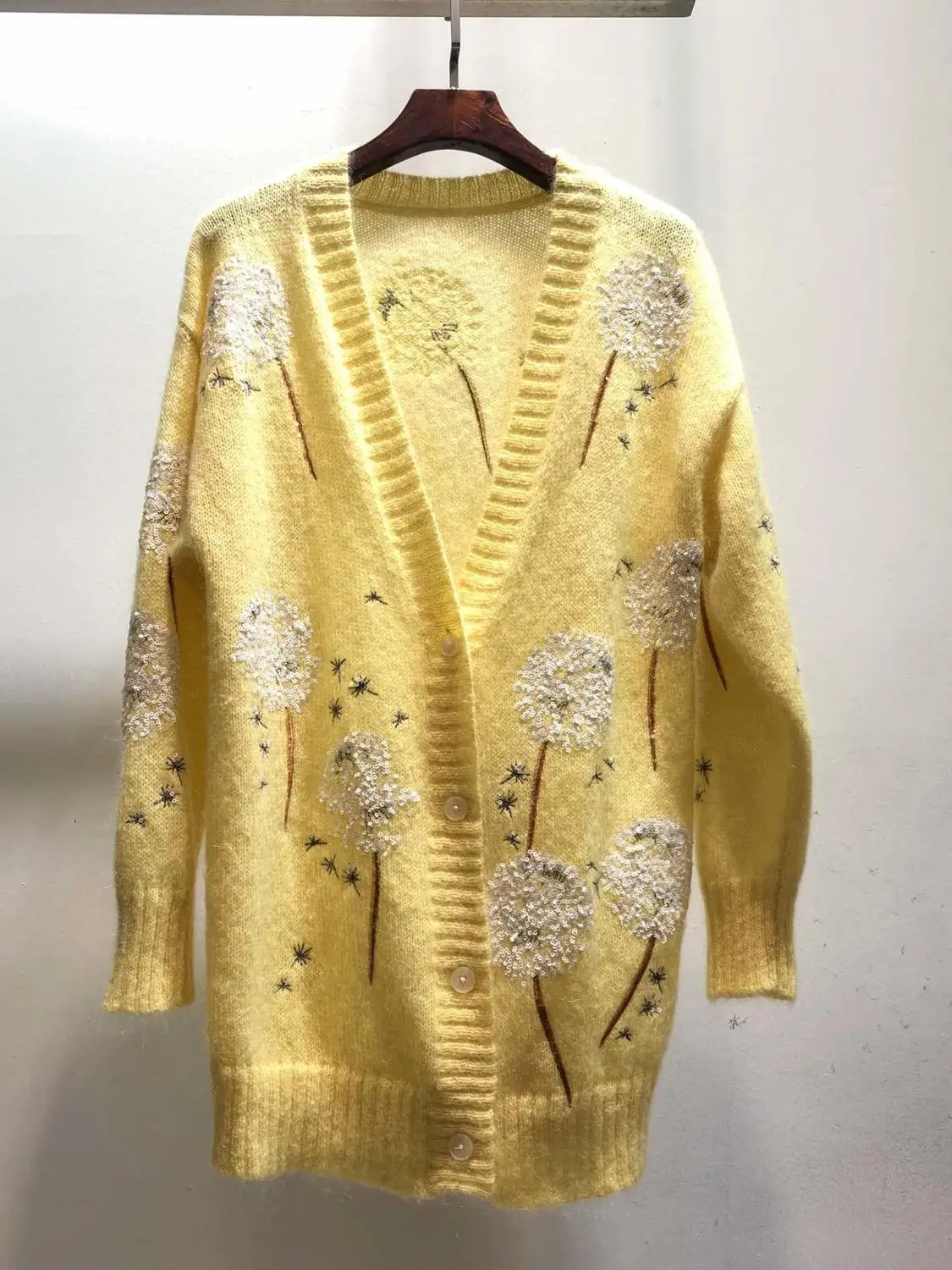 

high quality 2019FW autumn luxury women sequined flower cardigans sweater female casual knitted coat sweater ddxgz2v 9.17