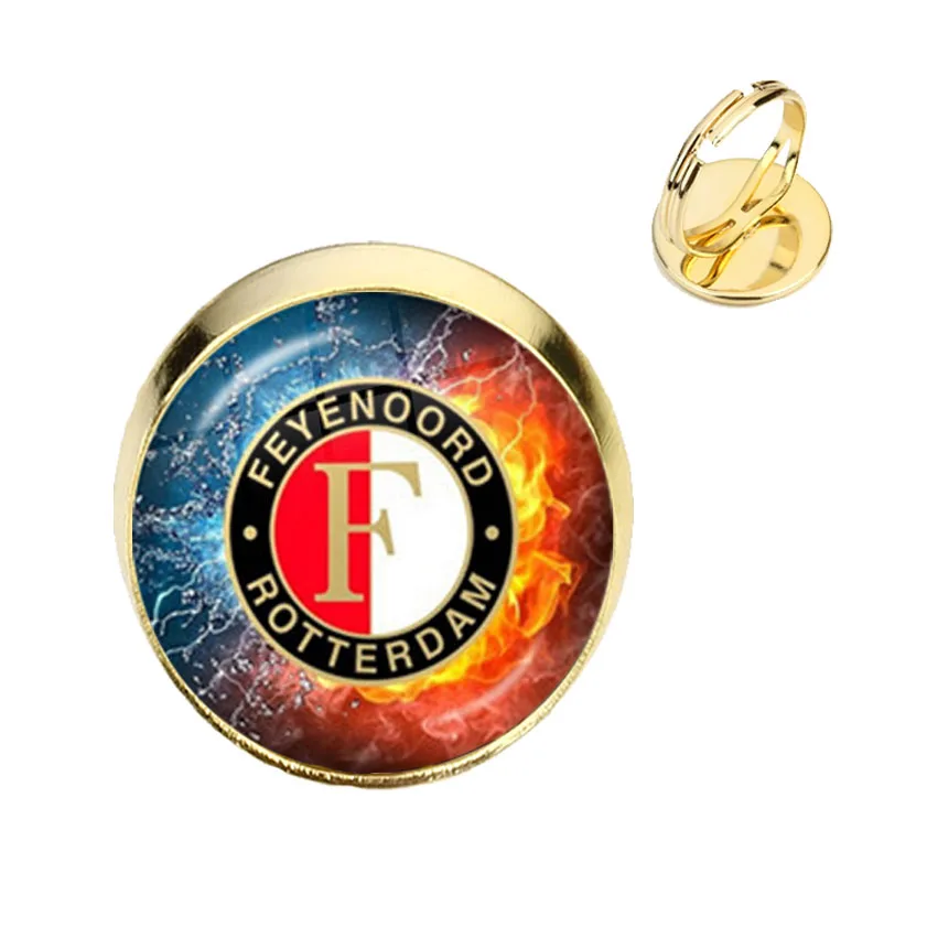 Стеклянное кольцо Feyenoord для футбольной лиги 16 мм с логотипом лиги|Кольца| |