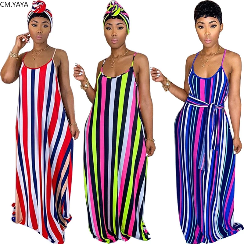 CM.YAYA Women New Striped Print ...