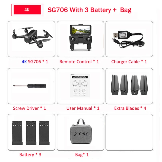SG706 4K Carry Bag 3 batteries