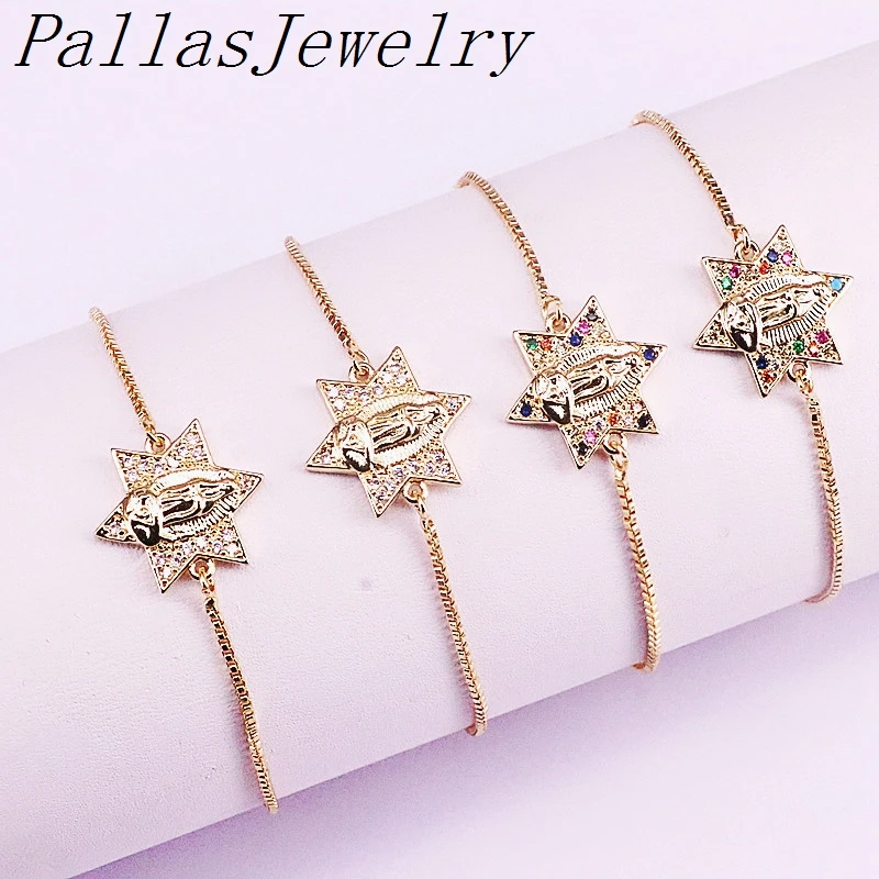 10 шт. позолоченная Звезда Форма коннектор cz Очарование, религия cz кубический цирконий микро проложить Шарм Браслет
