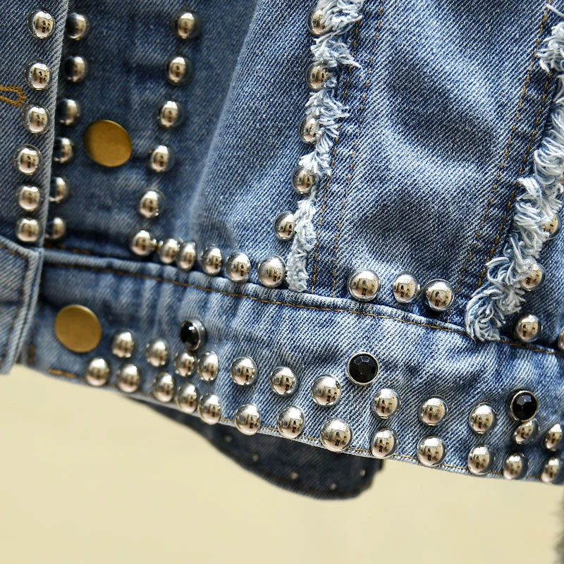 Greatest  14 Styles Hand Studded Rivet Denim Jacket Women Loose Short Jackets Ladies High Quality Jeans Jacke
