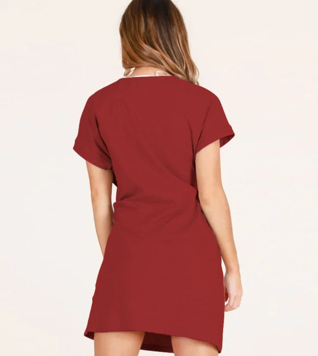 

AliExpress 2019 Spring Europe And America Hot Selling WOMEN'S Dress Loose-Fit Versatile Bandage Cloth Dress