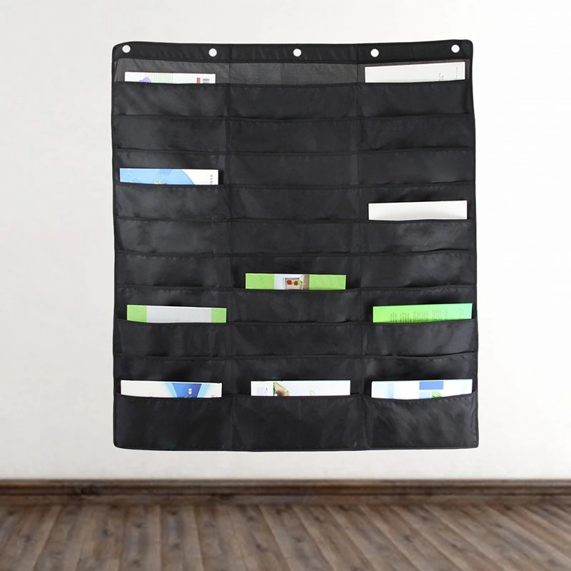 Heavy Duty Storage Pocket Chart with 30 Pockets,5 over Door Hangers Included | Hanging Wall File Organizer- Organize Your Assig