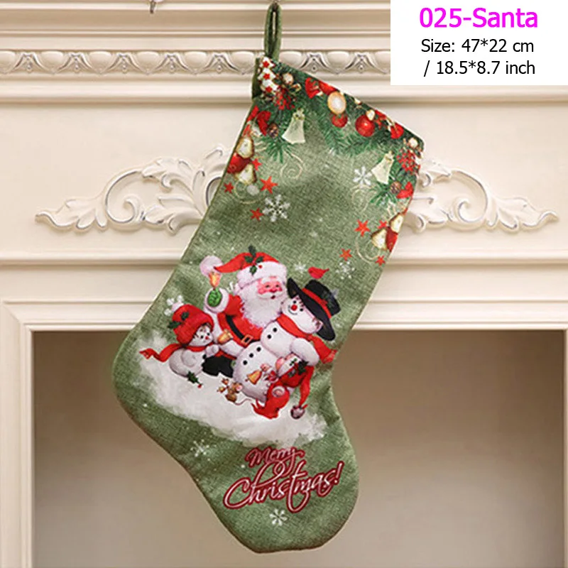 025-Santa Подвеска в виде Санта-Клауса, снеговика, рождественские украшения, новогодние носки, рождественские украшения для дома, Рождественские елочные украшения, Navidad - Цвет: 025-Santa